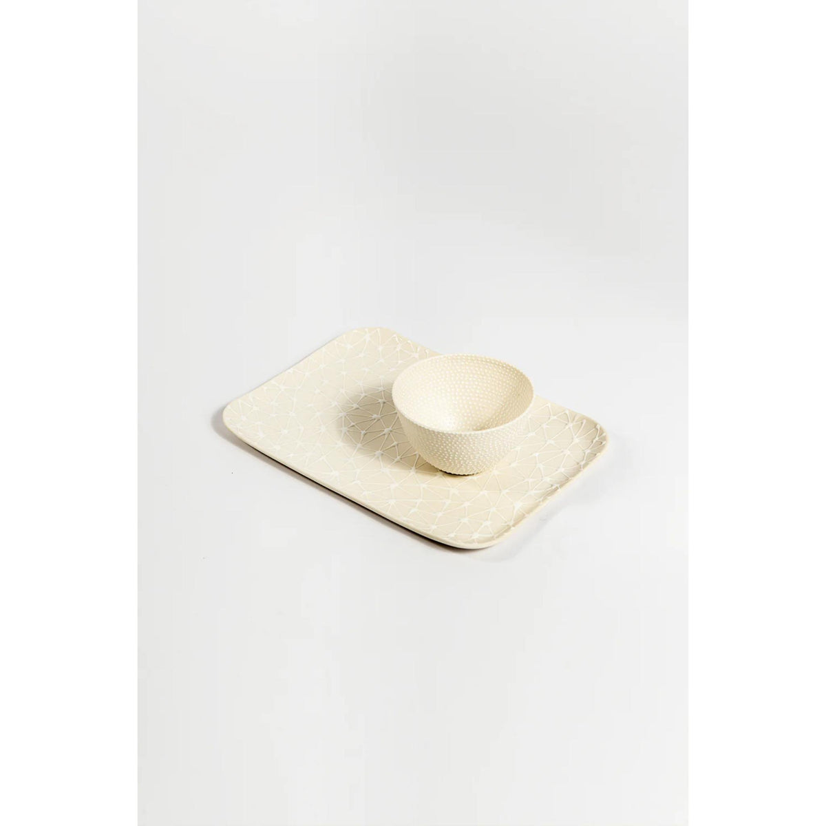 Apple and Honey Dish Set in White with White Pattern by Maiyan