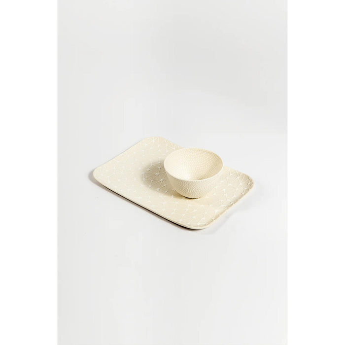 Apple and Honey Dish Set in White with White Pattern by Maiyan