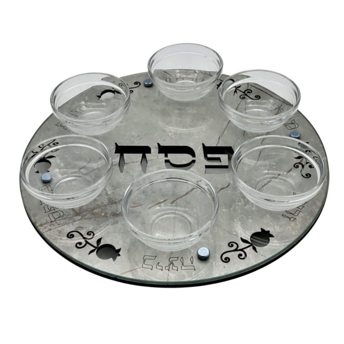 Grey Marble Effect and Glass Seder Plate by Lily Art