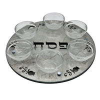 Grey Marble Effect and Glass Seder Plate by Lily Art