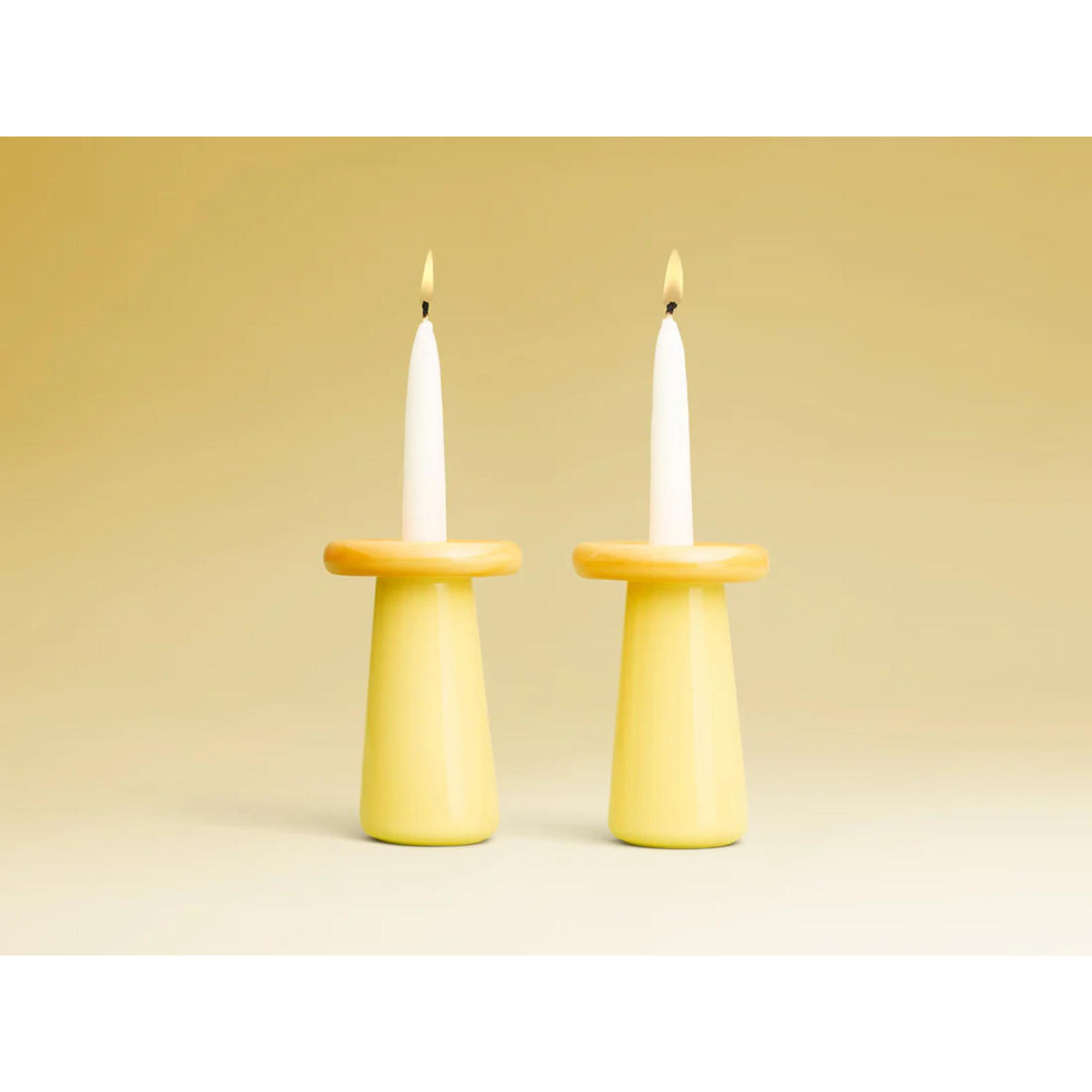 Mushroom Candlesticks in Mustard/Lemon by Tchotchke
