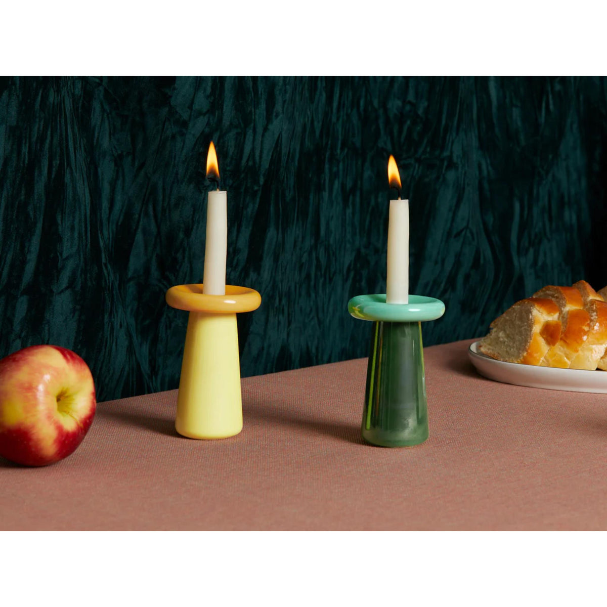 Mushroom Candlesticks in Mustard/Lemon by Tchotchke