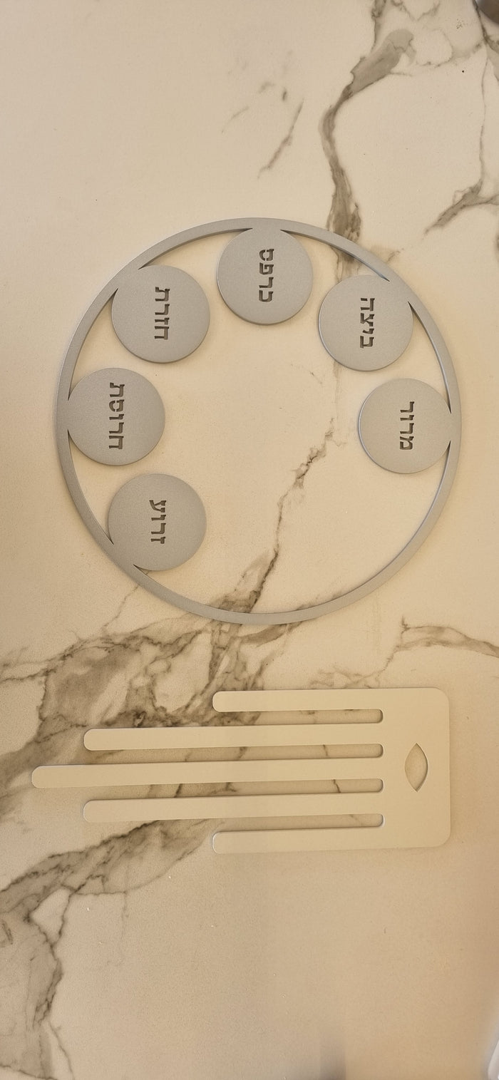 Iron Seder Plate in Grey by Kerem Kaminski