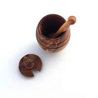 Mini Honey Pot with Honey Spoon Handmade from Olive Wood