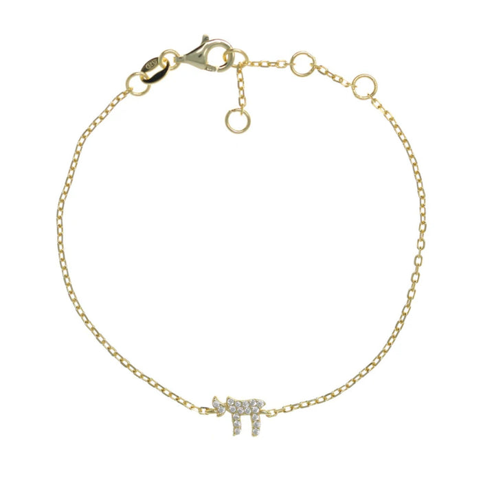 Chai 'Life' Bracelet in Gold with CZ by Penny Levi