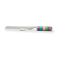 Rainbow Challah Knife and Salt with Multi Coloured Rings by Yair Emanuel