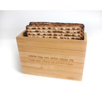 Hebrew Inscribed Bamboo Matzah Box Stand Up Design by Mickala Design