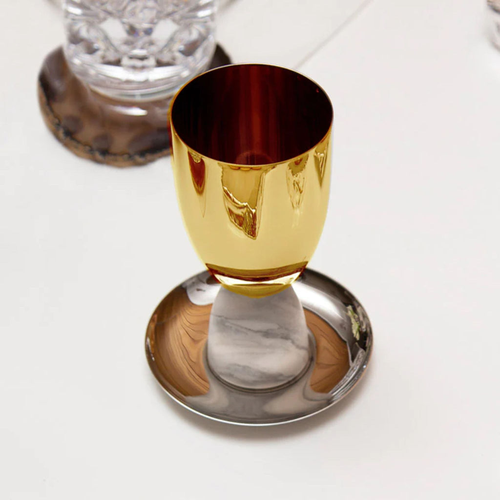 Coluna Kiddush Cup in Marble & Gold by Anna New York