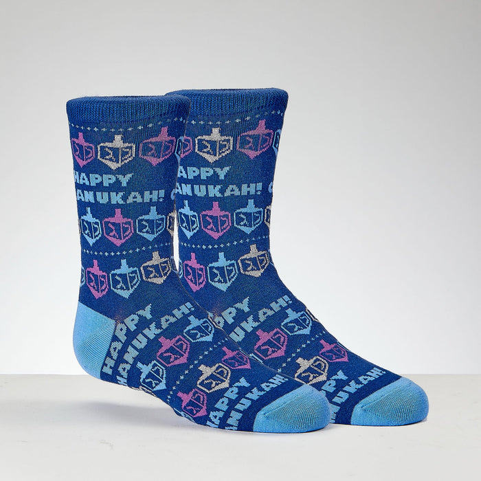Happy Chanukah Youth Crew Socks with Lurex