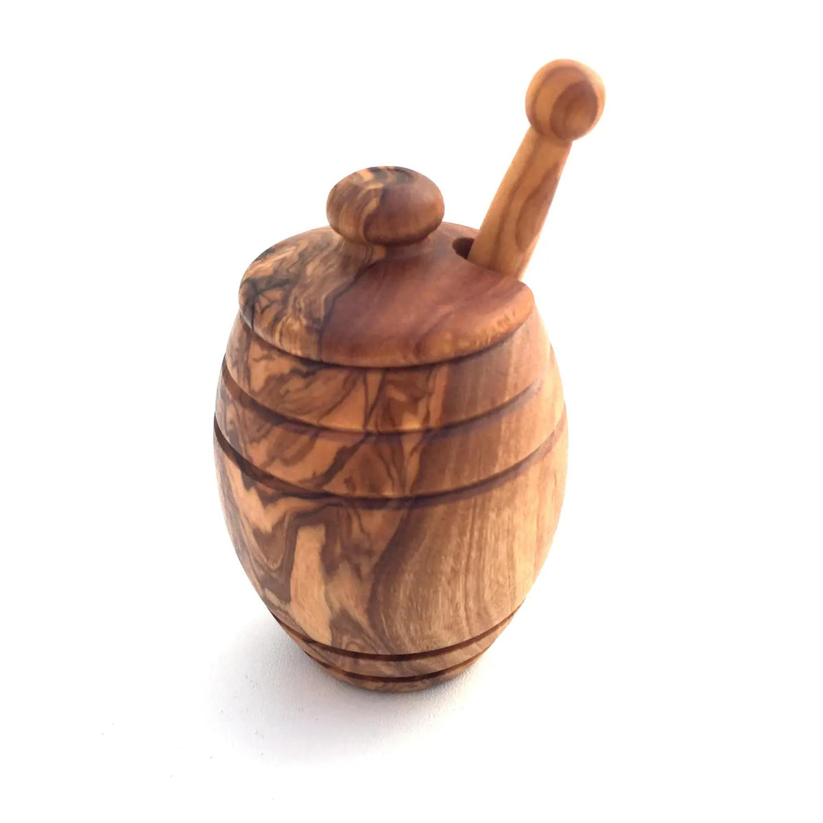 Mini Honey Pot with Honey Spoon Handmade from Olive Wood