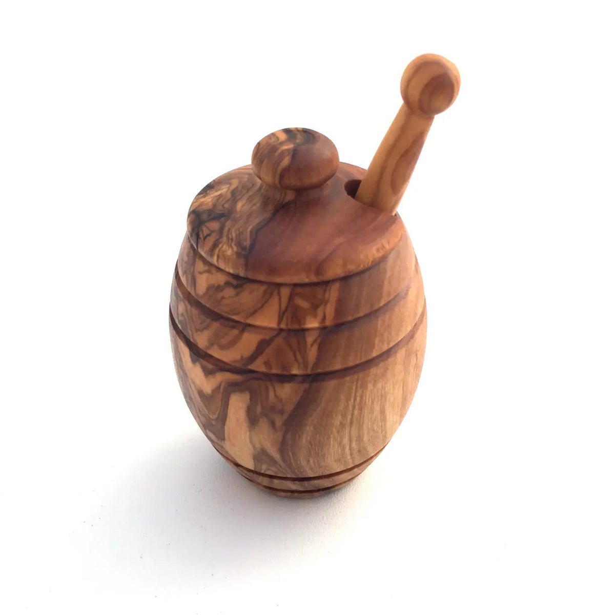 Mini Honey Pot with Honey Spoon Handmade from Olive Wood