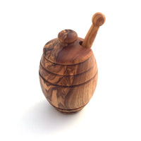 Mini Honey Pot with Honey Spoon Handmade from Olive Wood
