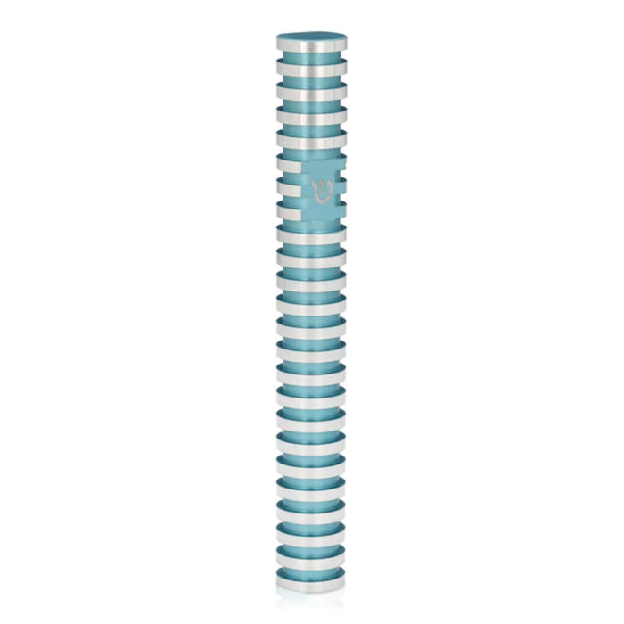 Circle Striped Mezuzah in Light Blue by Akilov