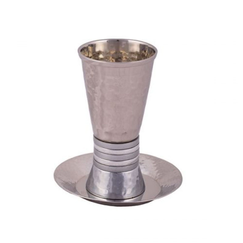 Hammered Kiddush Cup with Silver Rings by Yair Emanuel
