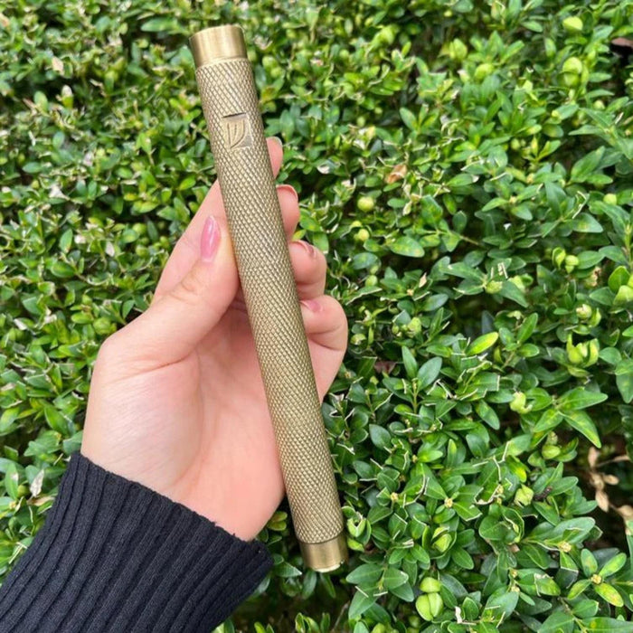 Knurling Design Mezuzah in Antique Brass Bronze