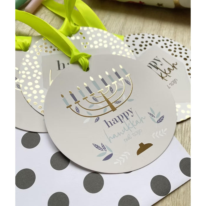 Set of 6 Chanukah Gift Tags with Gold Embossing