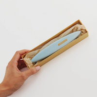 Clay Mezuzah in Pale Blue with Gold Shin by Mickala Design