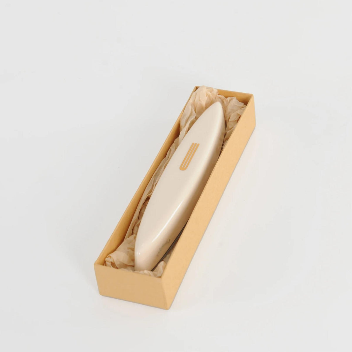 Clay Mezuzah in White with Gold Shin by Mickala Design