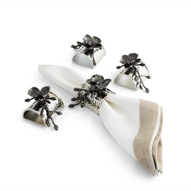 Black Orchid Napkin Ring Set by Michael Aram