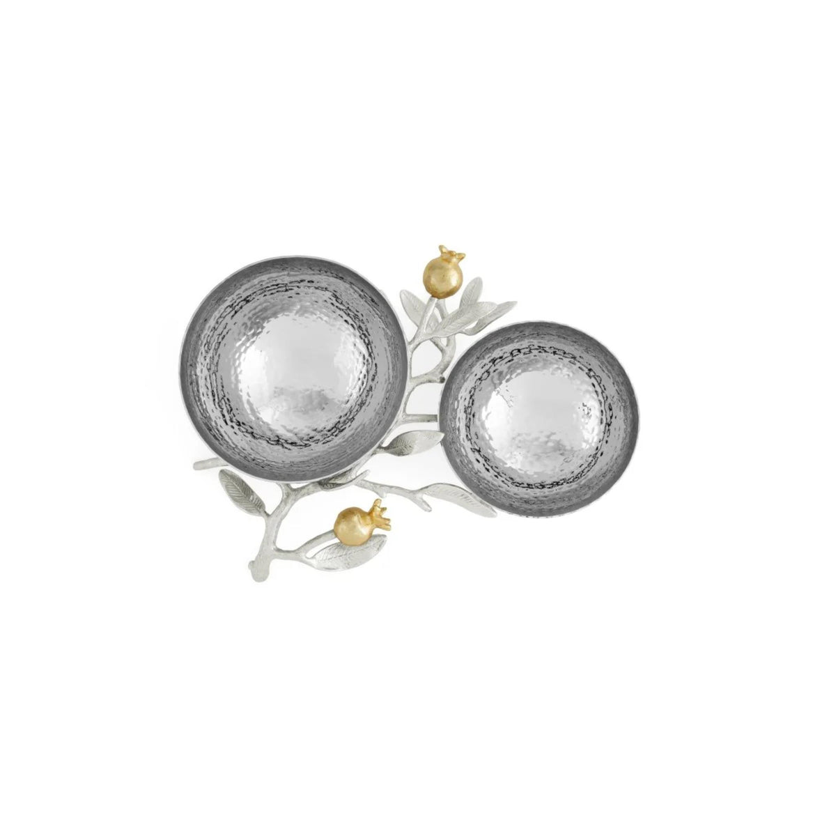 Pomegranate Double Dish for Apples and Honey in Silver and Gold by Michael Aram