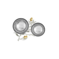 Pomegranate Double Dish for Apples and Honey in Silver and Gold by Michael Aram