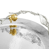 Pomegranate Silver & Gold Oval Challah Shabbat Tray By Michael Aram