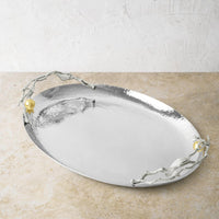 Pomegranate Silver & Gold Oval Challah Shabbat Tray By Michael Aram