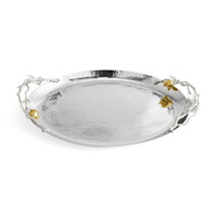 Pomegranate Silver & Gold Oval Challah Shabbat Tray By Michael Aram