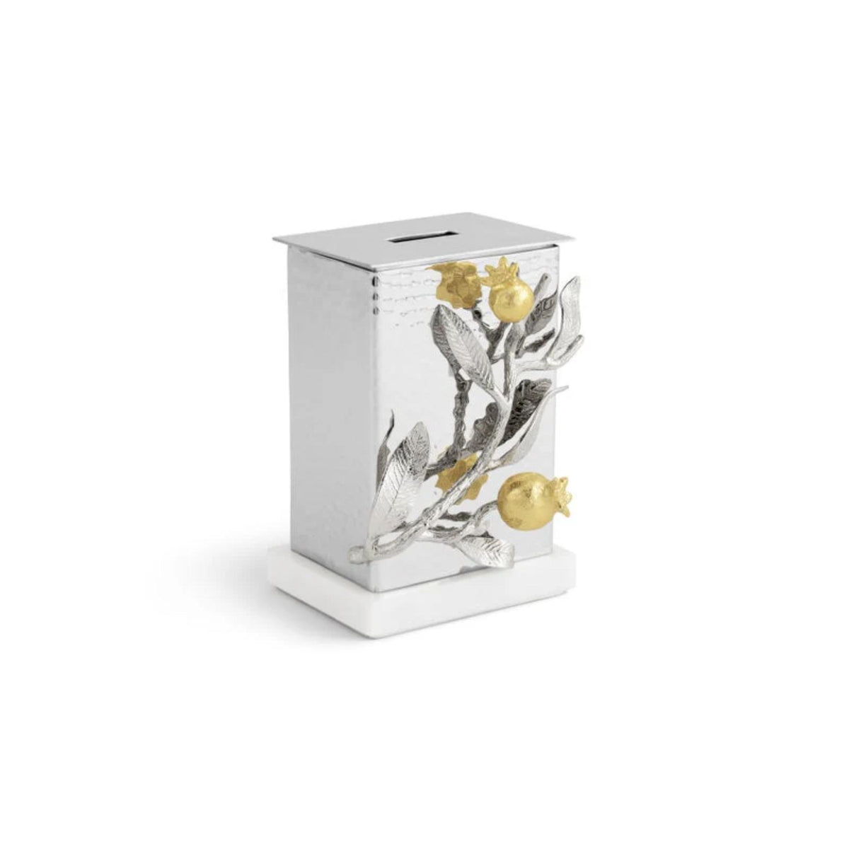 Pomegranate Silver & Gold Tzedakah Box by Michael Aram