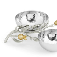 Pomegranate Double Dish for Apples and Honey in Silver and Gold by Michael Aram