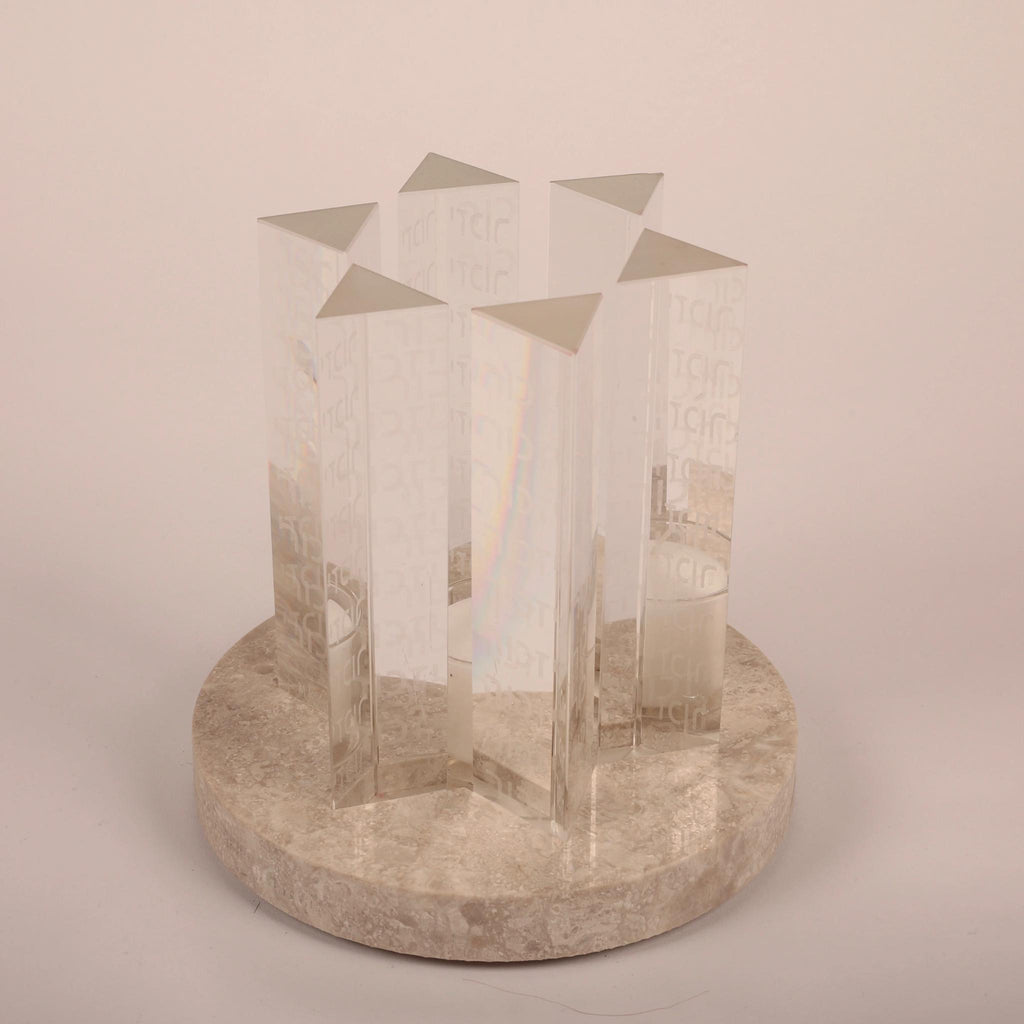 Star of David Contemporary Prism Yahrzeit Memorial Candle By Michael Feldman