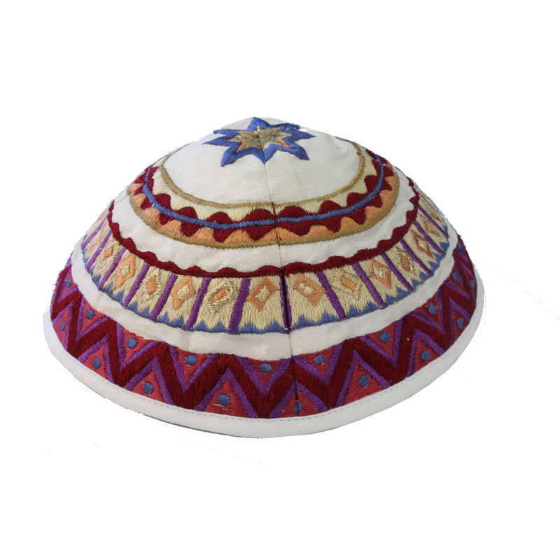 Abstract Embroidered Kippah in Multi-colours by Yair Emanuel