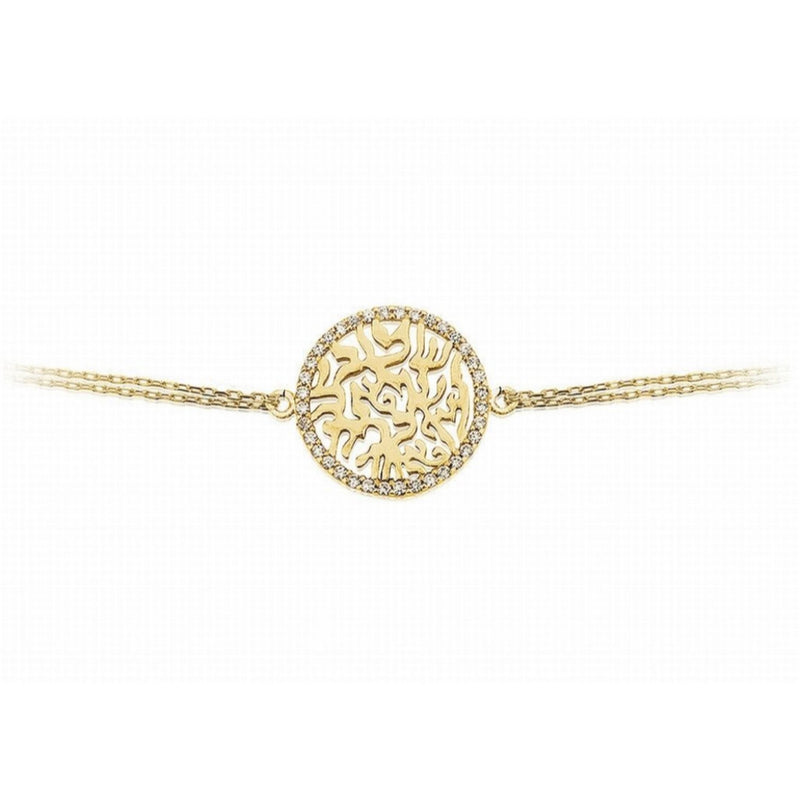 'Shema' Circle of Life Gold Bracelet with a Cubic Zirconia Rim by Penny Levi