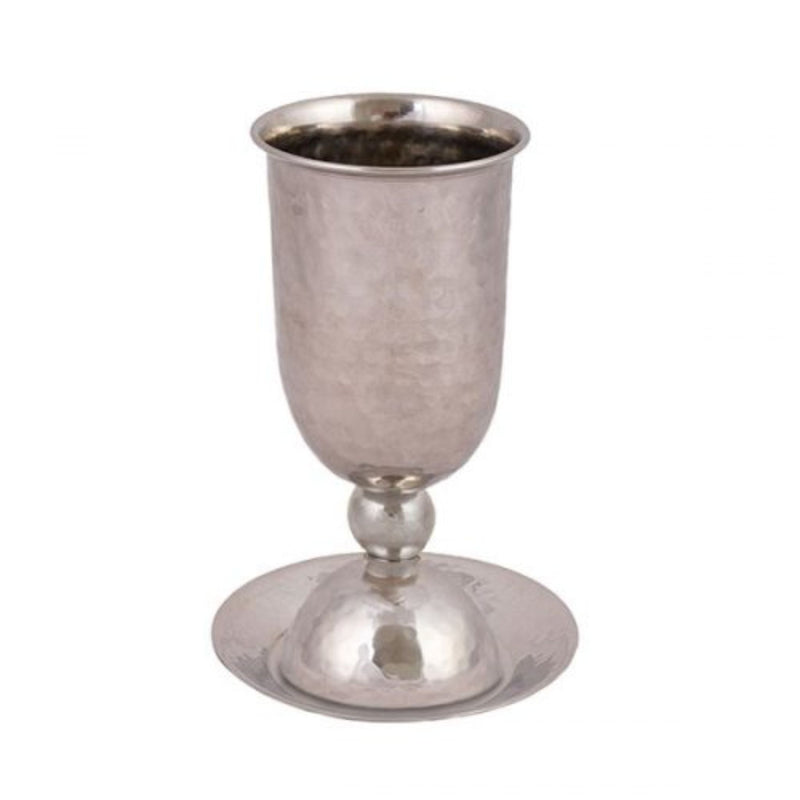 Hammered Kiddush Cup with Ball in Nickel - Stainless Steel by Yair Emanuel