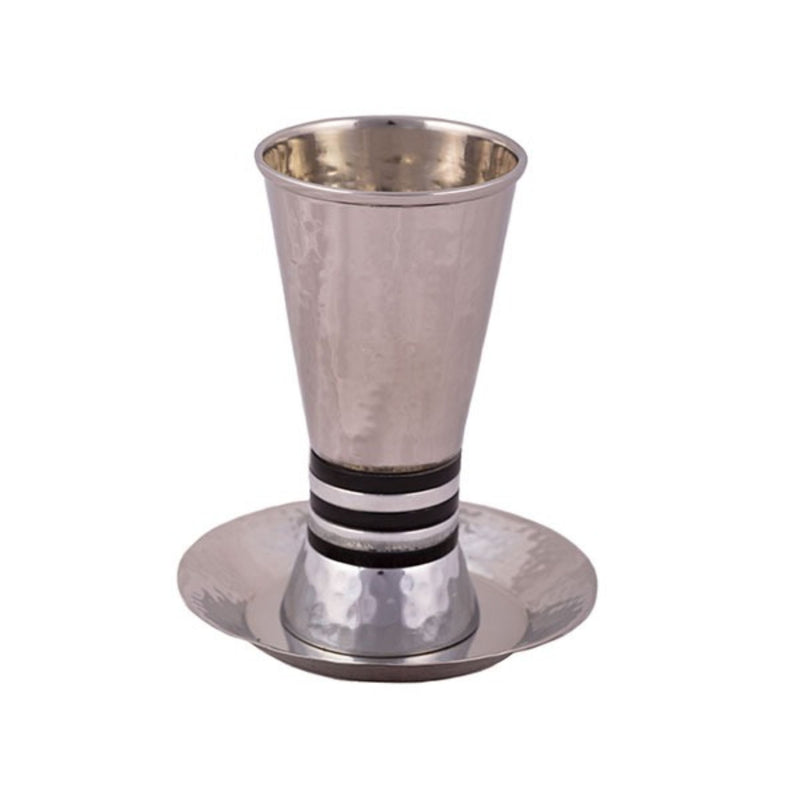 Hammered Kiddush Cup with Black Rings by Yair Emanuel