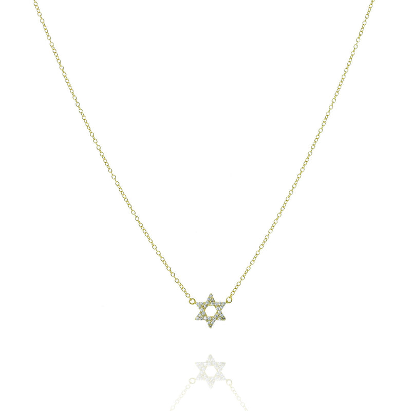 Gold Chain with Cubic Zirconia Pave Star of David Pendant Necklace by Penny Levi