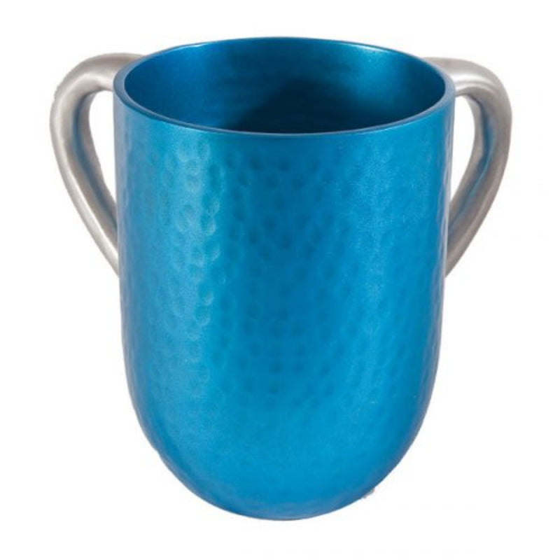 Matt Hammered Turquoise Aluminum Netilat Yadaim Cup (Washing Cup) by Yair Emanuel