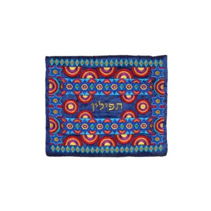 Full Multicolour Circles Embroidery Tefillin Bag by Yair Emanuel