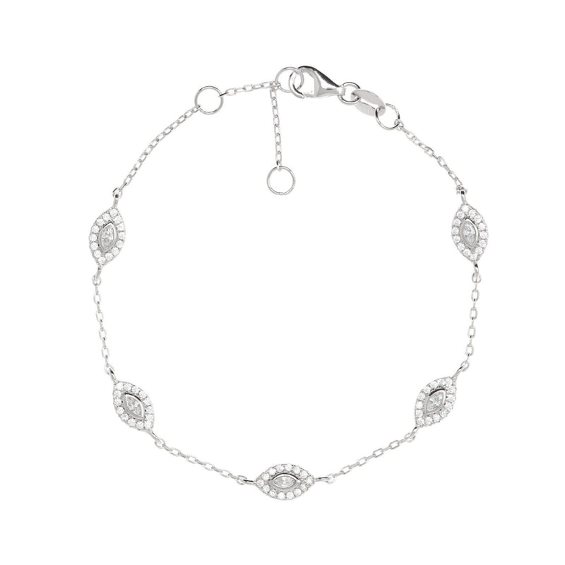 Chain and Evil Eye Bracelet in Silver by Penny Levi