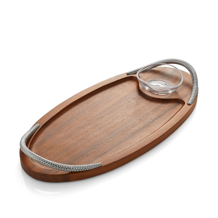 Acacia Wood and Braid Handled Apple and Honey Serving Platter by Nambé