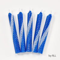 Premium Blue & White Beeswax Shabbat Candles