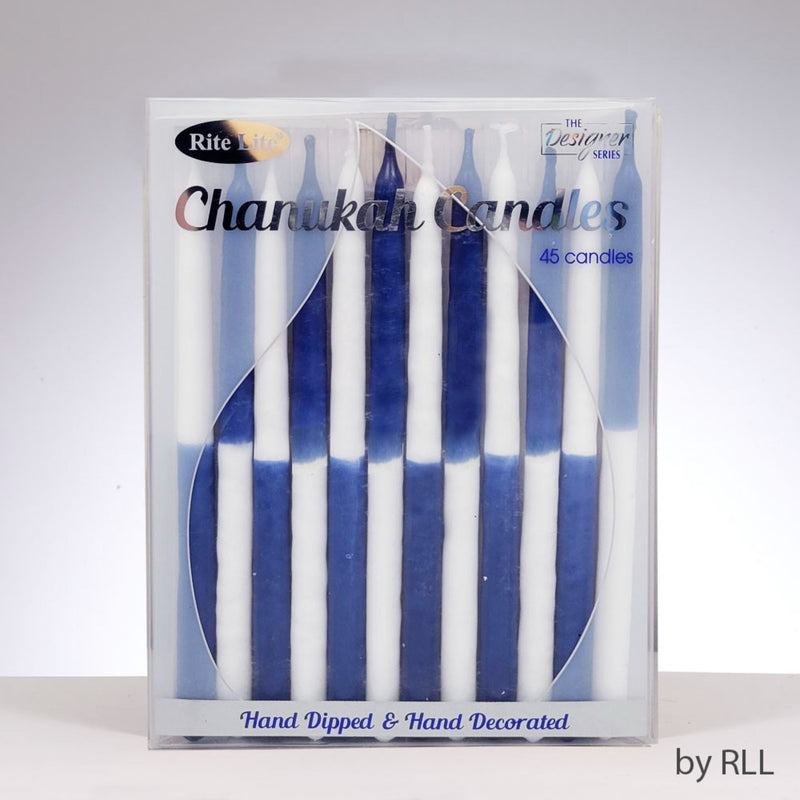 Two-Tone Blue White Chanukah Candles