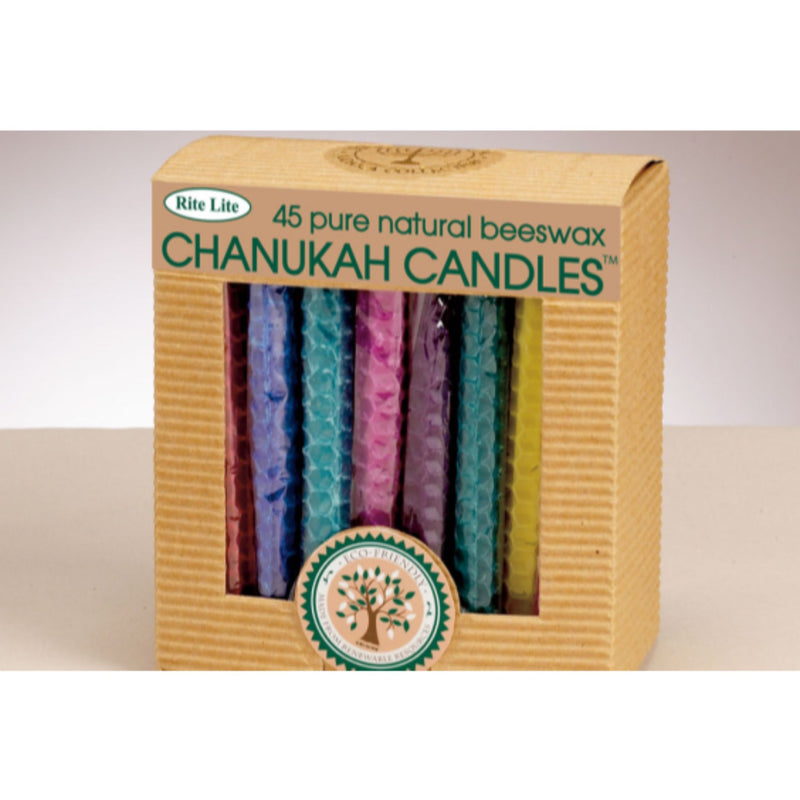 Eco-friendly, Honeycomb Beeswax Chanukah Candles, Assorted Colours Set of 45