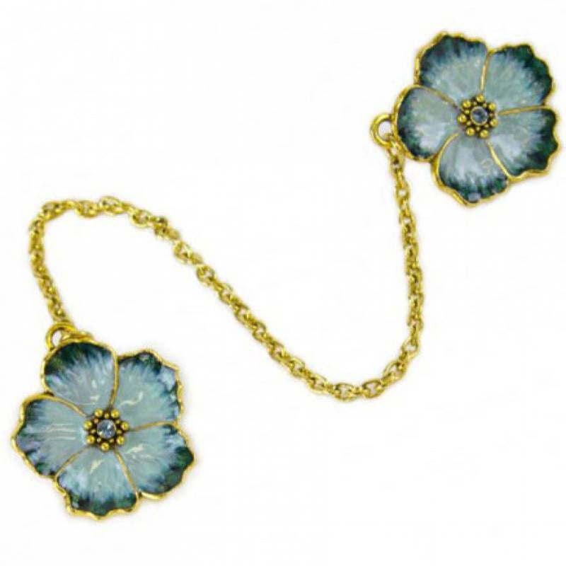 Flower Tallit Clips in Teal by Quest Collection