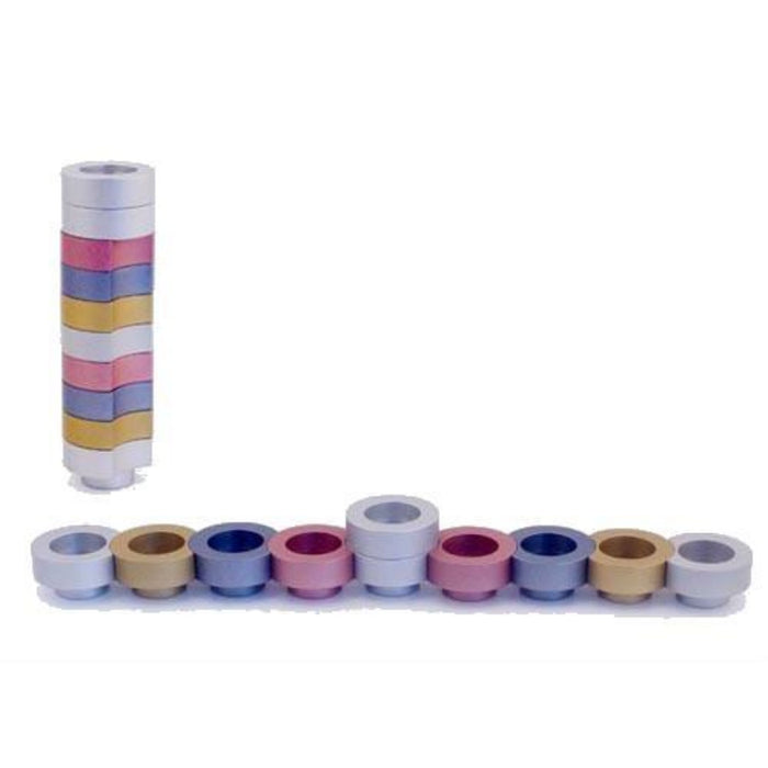 Travelling Doughnut Chanukiah in Pink/Silver/Gold by Agayof