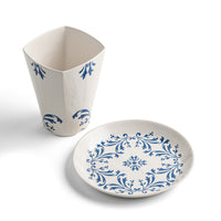 Handmade Square Ceramic Kiddush Cup in Cream with Silver by The Israel Museum