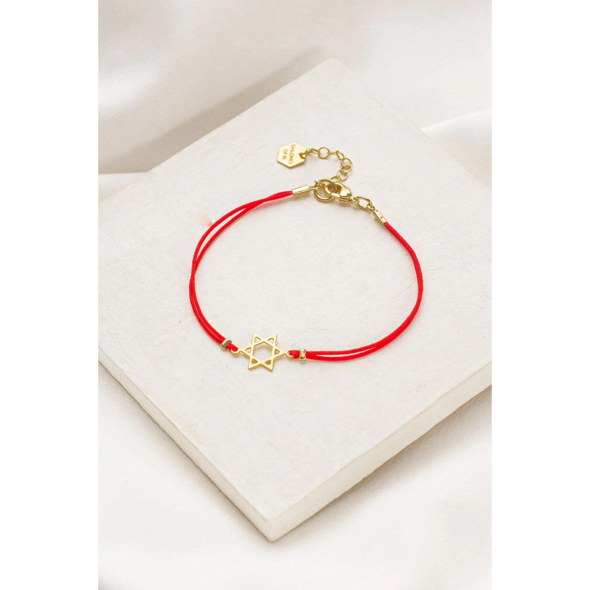 Star of David Bracelet Red/Gold for Men by Shlomit Ofir