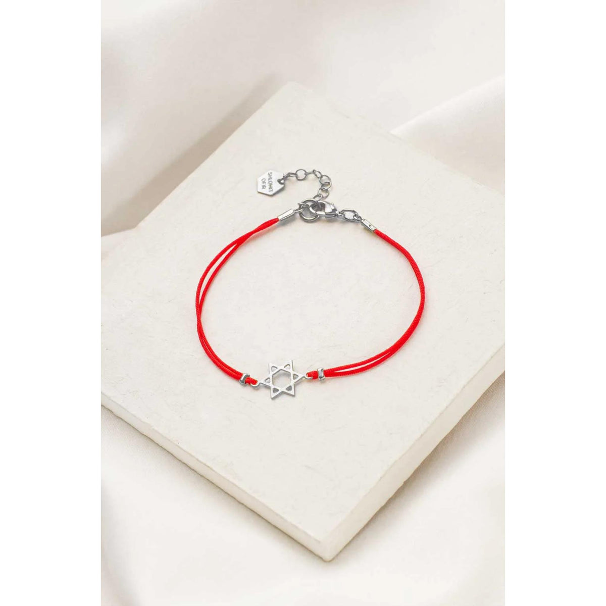 Star of David Bracelet Red/Silver for Men by Shlomit Ofir