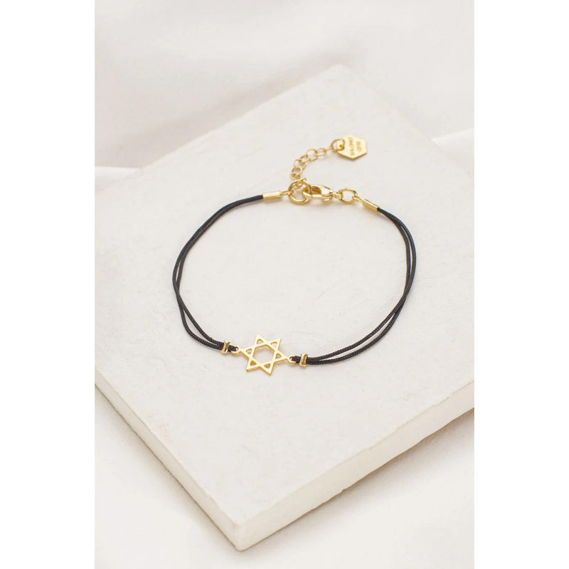 Star of David Bracelet Black/Gold for Men by Shlomit Ofir