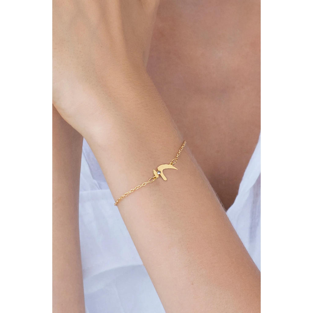 Modern Chai 'Life' Bracelet with Stone in Gold by Shlomit Ofir